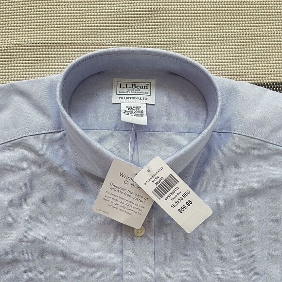 L.L. Bean NWT Wrinkle Free 15.5 33 Oxford Shirt Men's Traditional Fit - Picture 2 of 4